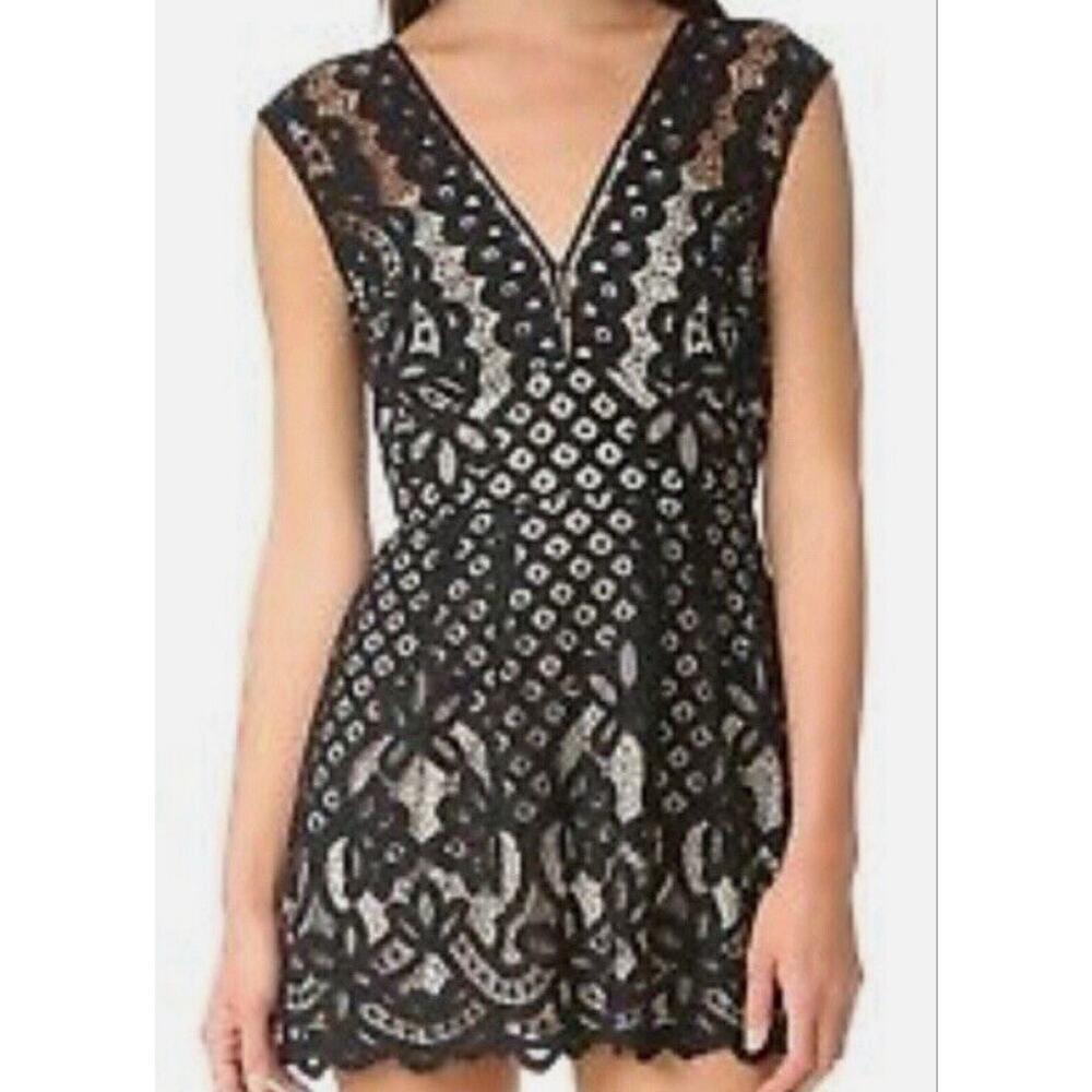 Free People One Million Lovers Black Lace Mini Dress Formal Party Wedding Sexy 4